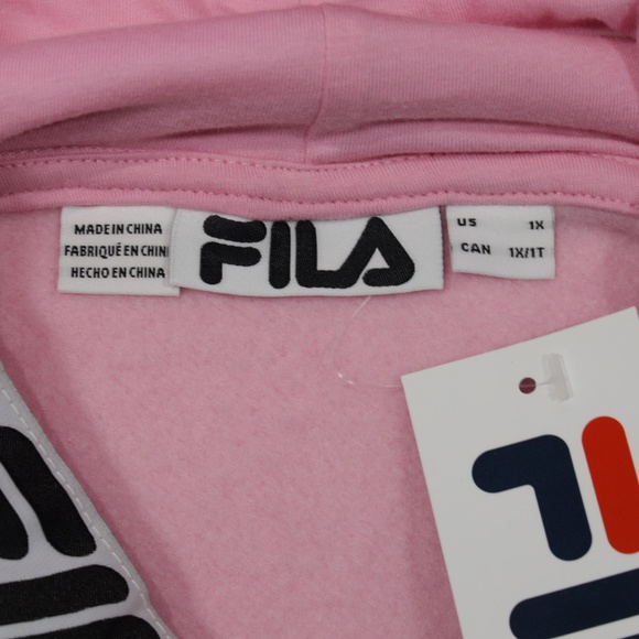 Fila Women's Long Sleeve Adjustable Hem Logo Fleece Cropped Hoodie Pink Size 1X - Picture 7 of 8